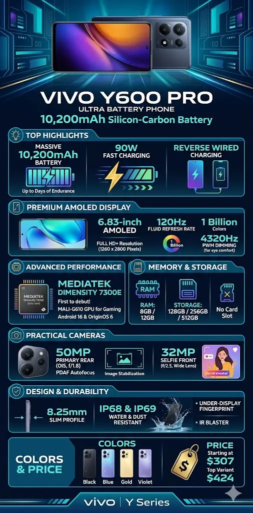 Vivo Y600 Pro Largest Batteries and Specs
