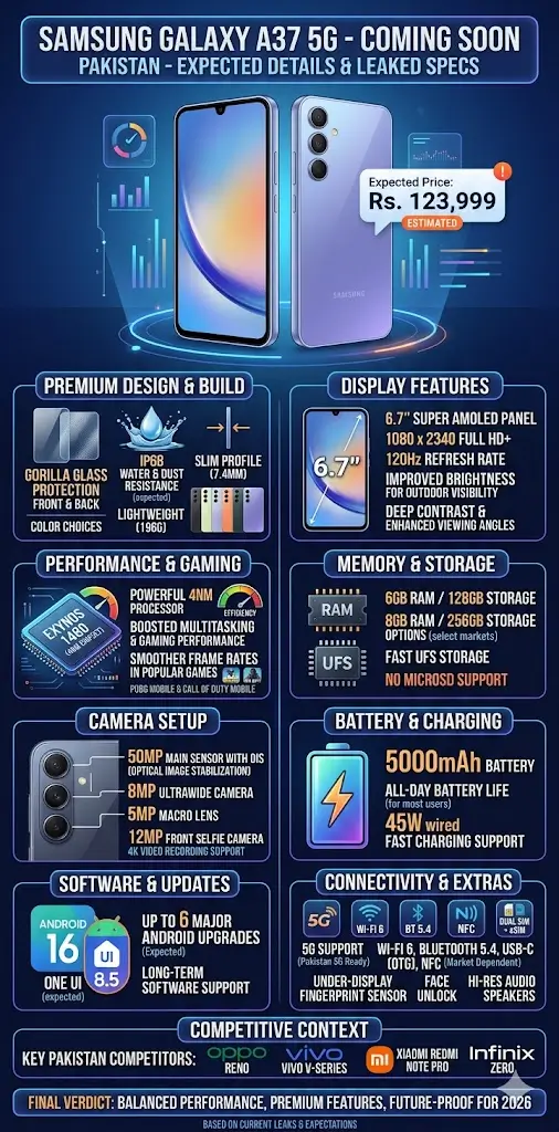 Samsung Galaxy A37 5g Coming Soon Latest Updates About Price in Pakistan