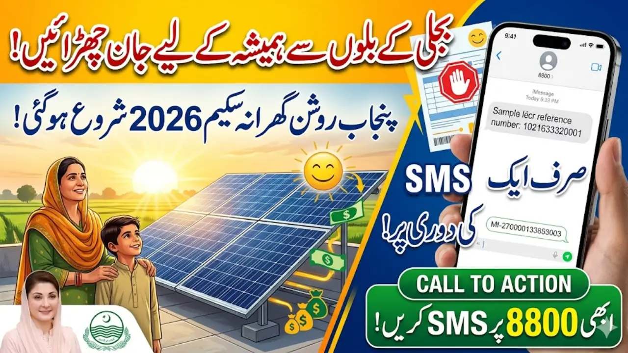 CM Punjab Roshan Gharana Scheme 8800 SMS Service Registration Activation 2026 Details