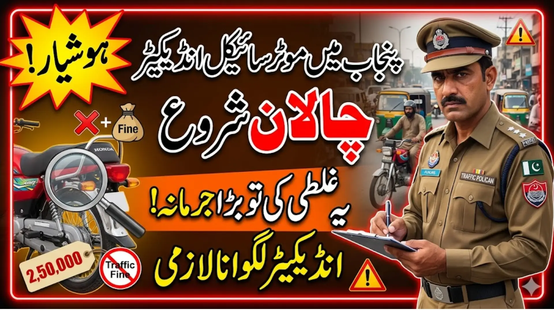 Government Punjab Motorcycle Indicator Penalty Cost