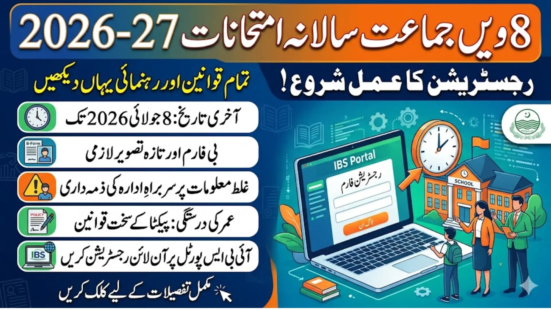 Punjab Starts Grade 8 Student Registration Process for Annual Exams Session 2026-27