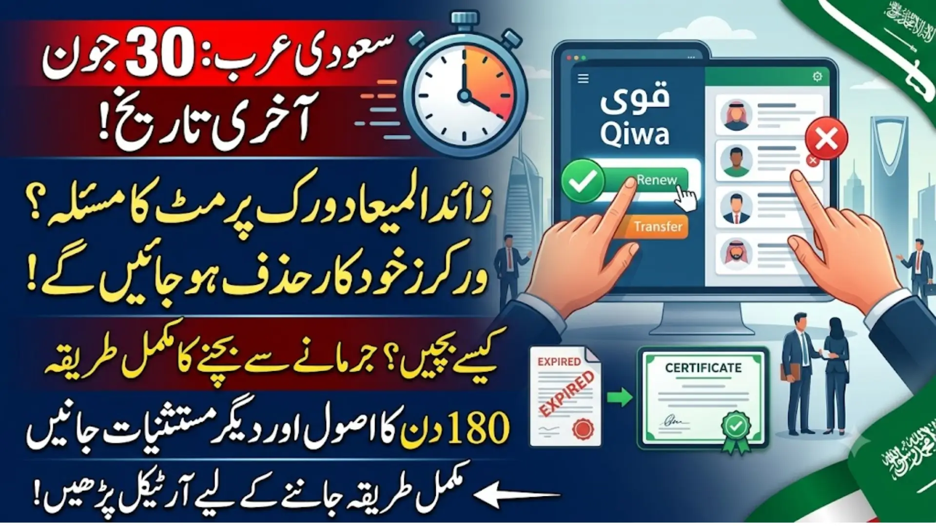 Saudi Arabia Announces June 30 Deadline for Expired Work Permit Renewals